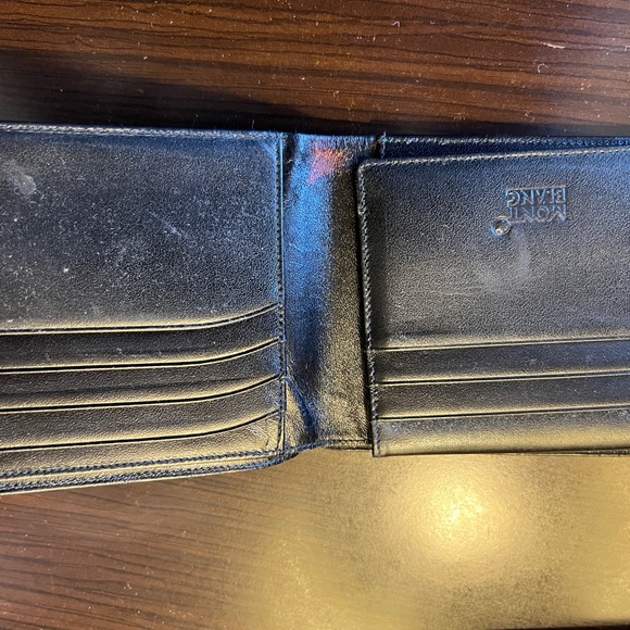 Montblanc genuine cowhide leather trifold wallet in black - Picture 3 of 6